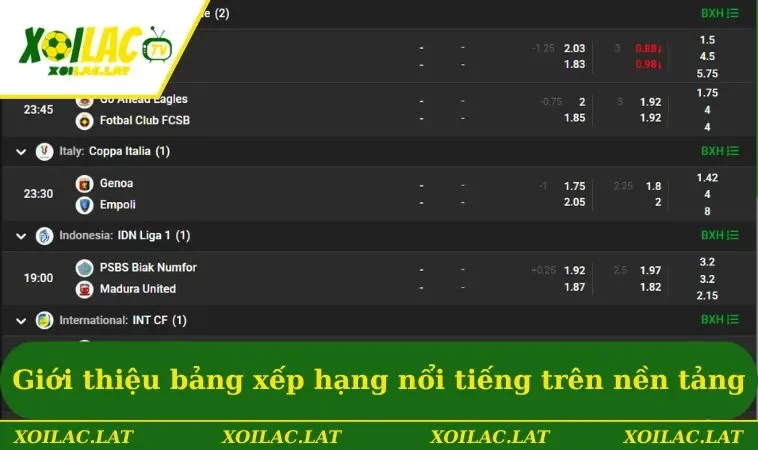 Bảng Xếp Hạng - Tổng Kết Vị Trí Của Các Đội Chơi Mới Nhất 3 Giới thiệu bảng xếp hạng nổi tiếng trên nền tảng